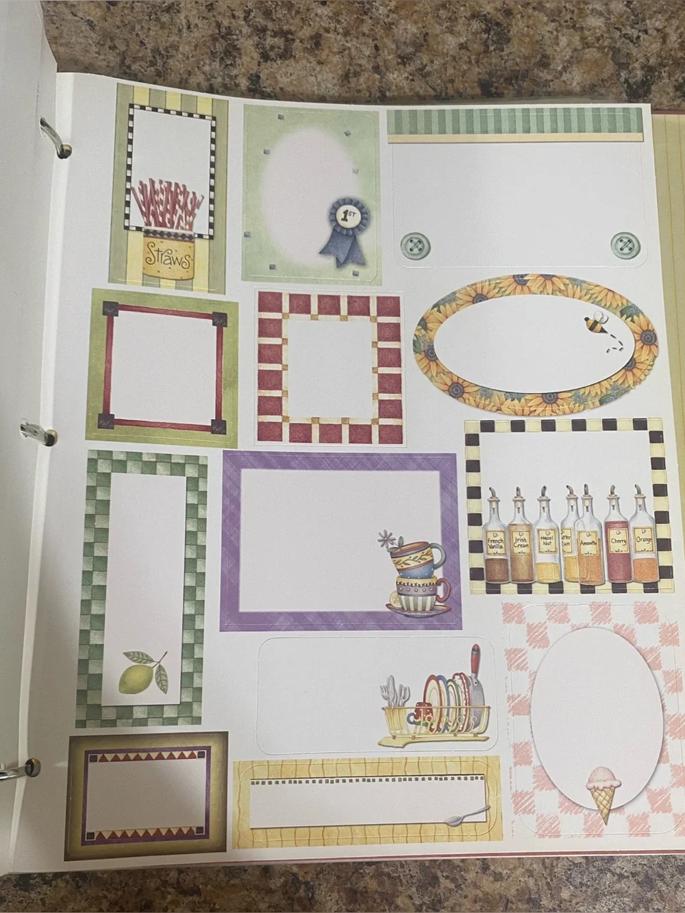 Classic Red Recipes Binder with Fruit Basket Illustration